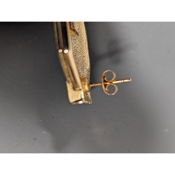 Vintage Gold Tone Octagon Earrings Cream Enamel Rhinestone Geometric (READ) - Picture 7 of 7